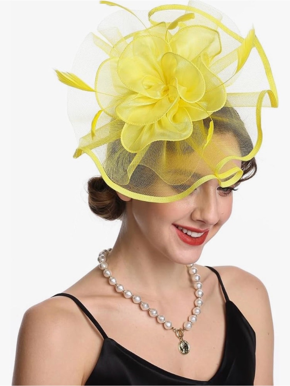 Sunshine Yellow Mesh Floral Hair Fascinator